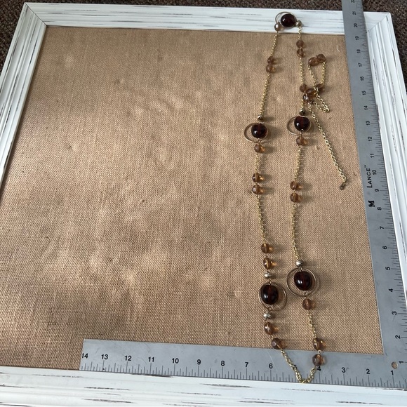 Brown planet orb sphere circle gold tone layering necklace long lanyard wrap - Picture 2 of 5